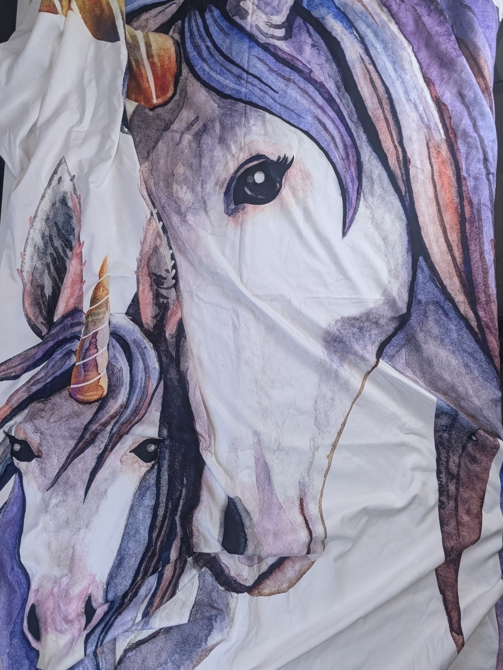 Unbranded Purple & White Unicorn Print Duvet Cover & Pillow Cover